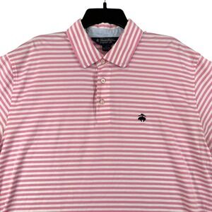 Brooks Brothers Original Fit Polo Shirt Mens L Pink Striped Business Casual